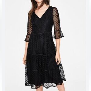 🏷️ New Boden Rosanna black dot spot embroidered lace dress in US size 12